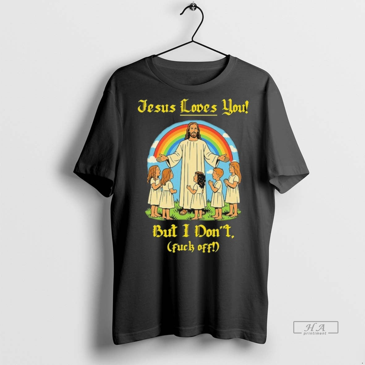 Official Trendy Jesus Loves You But I Dont Fuck Off Rainbow Tee Sweater