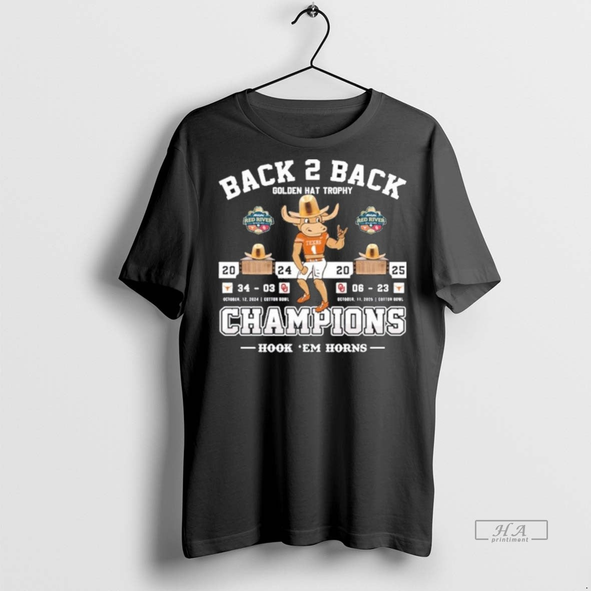 Official Trendy Texas Longhorns Back 2 Back Golden Hat Trophy Champions Tee Sweater