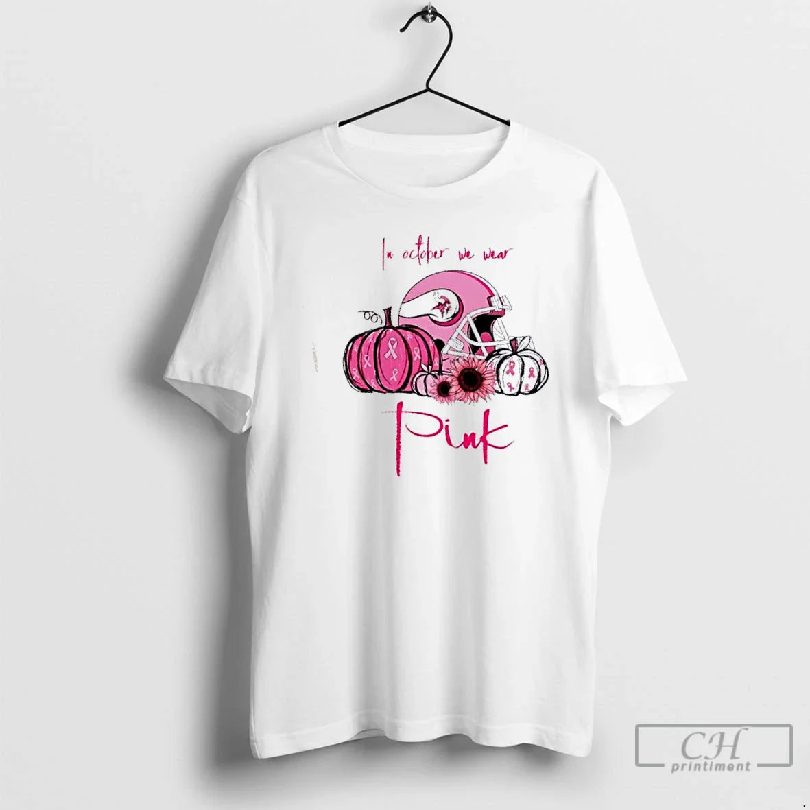 Premium In October We Wear Pink Minnesota Vikings Football Helmet T Shirts