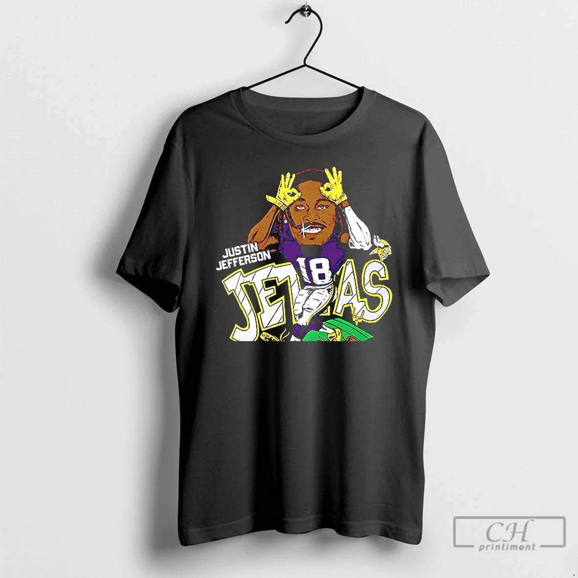Premium Minnesota Vikings Justin Jefferson Caricature Player Graphic T Shirts