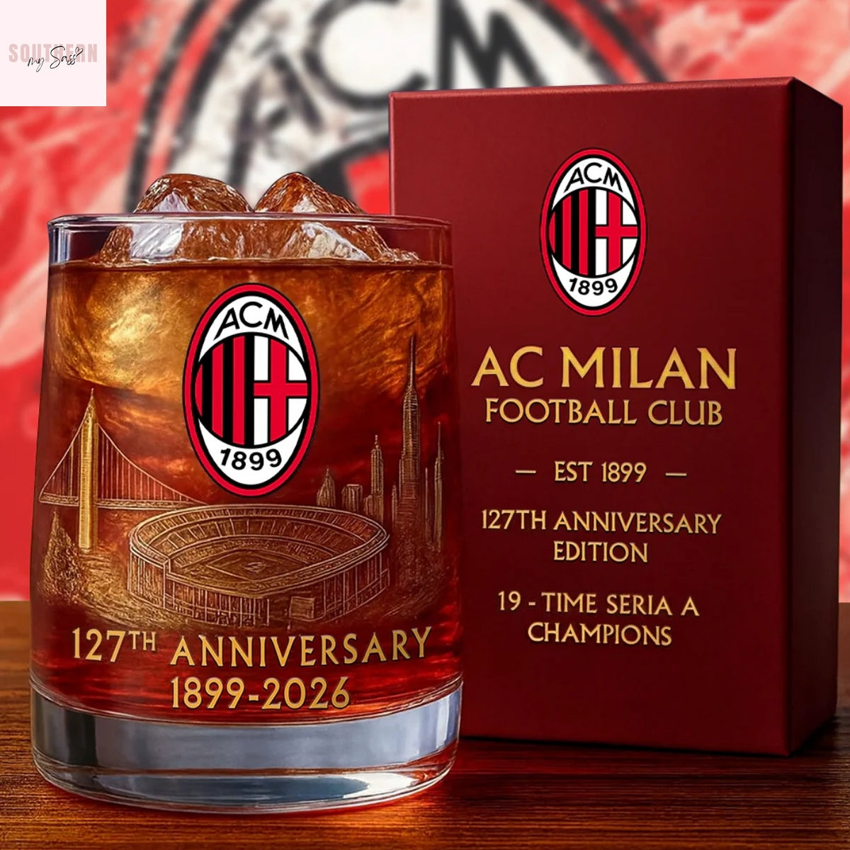AC Milan 127th Anniversary 1899-2026 Whiskey Glass