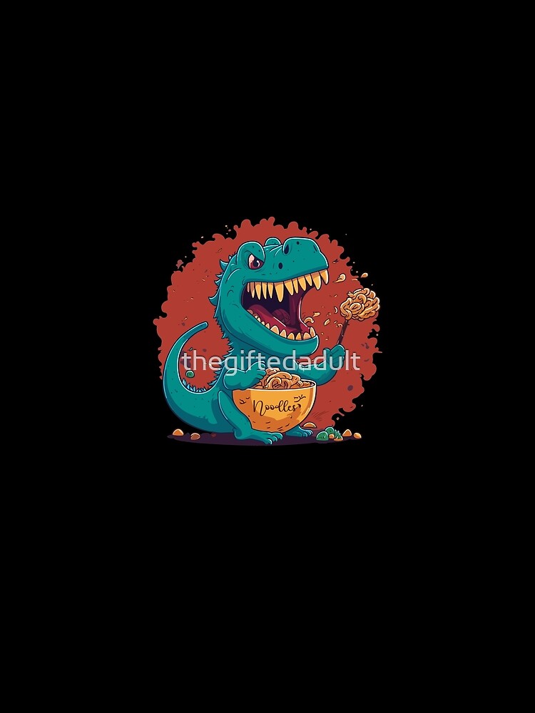 Cute Kawaii Dragon T-rex Eating Ramen and Noodles with Chopsticks: a Gift for anime lovers by thegiftedadult