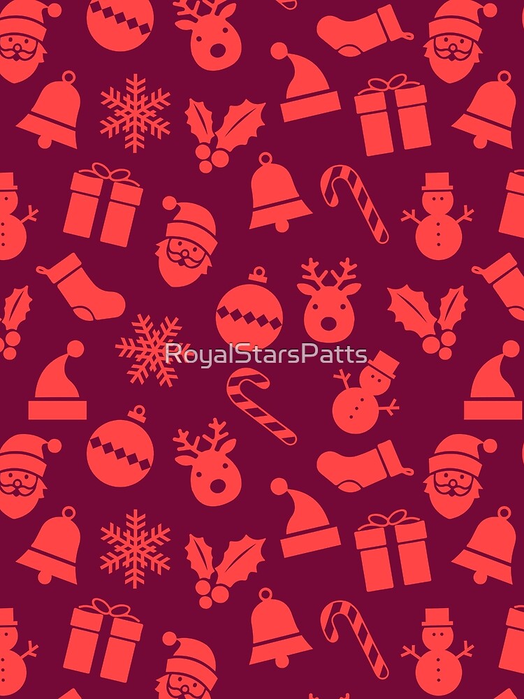 Burgundy Mid Century Snowman Merry Christmas Holiday Pattern - Christmas Gifts For Mom by RoyalStarsPatts