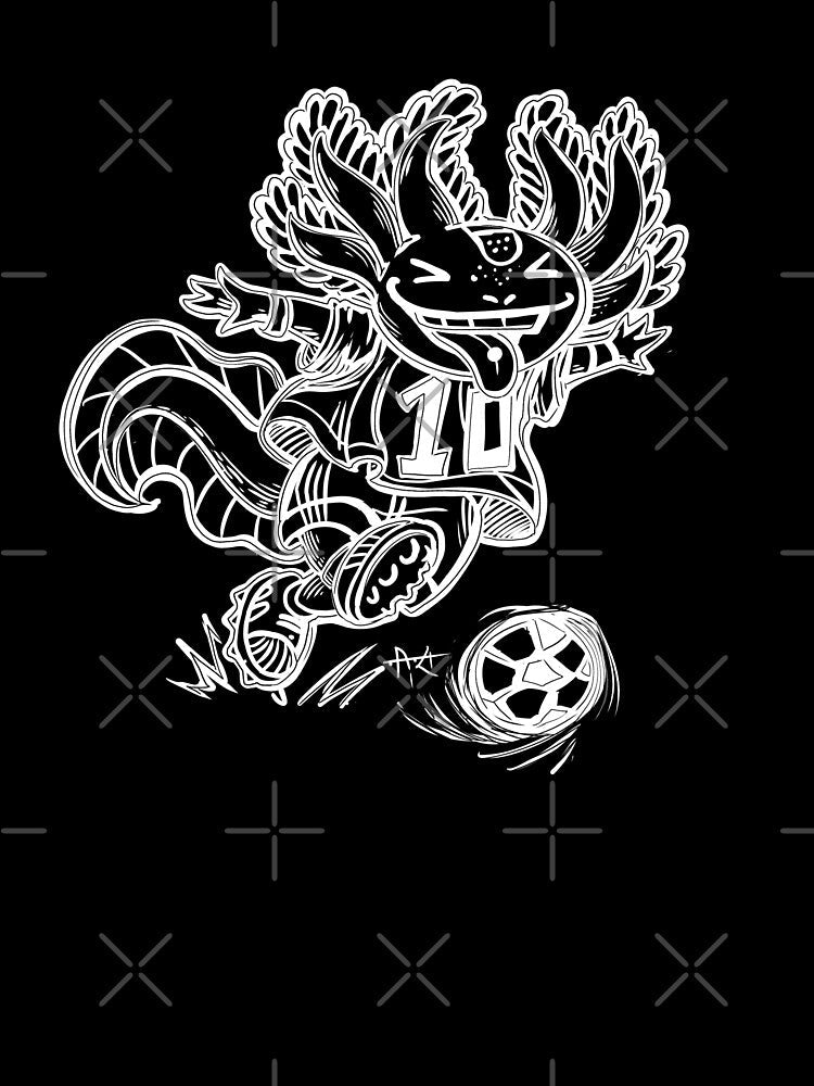 Soccer-playing axolotl by UrielCalavera