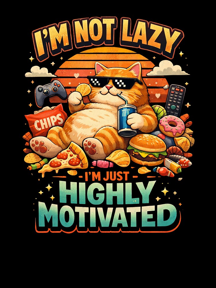 Funny Lazy Orange Cat Quote Highly Motivated Meme by PluffyPanda