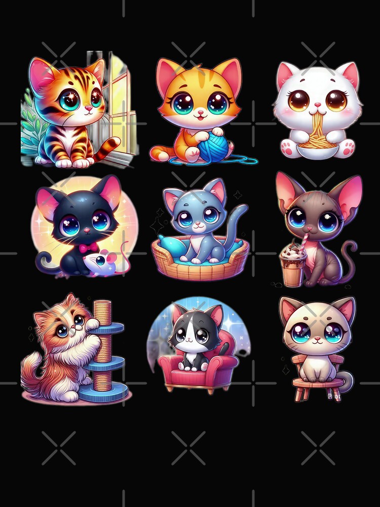 cute funny cat pattern funny colorful kawaii kitten,aesthetic cat art,funny cat,Cat Lover,cute cat,cat pattern by Expressions-Sel