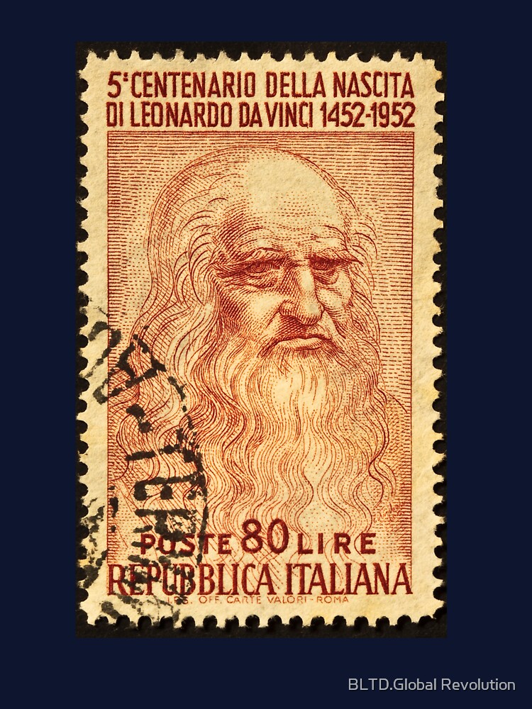 Leonardo Da Vinci Stamp Print Logo by BLTD.Global Revolution
