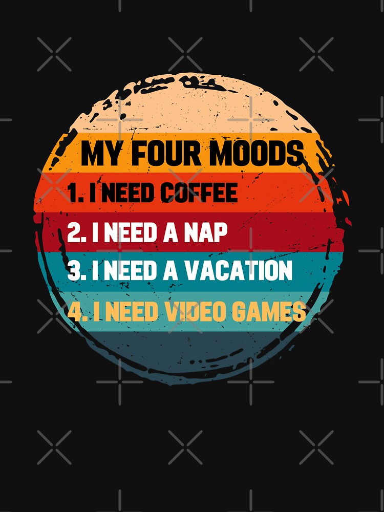 Men's Novelty Sarcastic Funny I Need Coffee I Need A Nap I Need Vacation I need video games Retro by BOHOVIN
