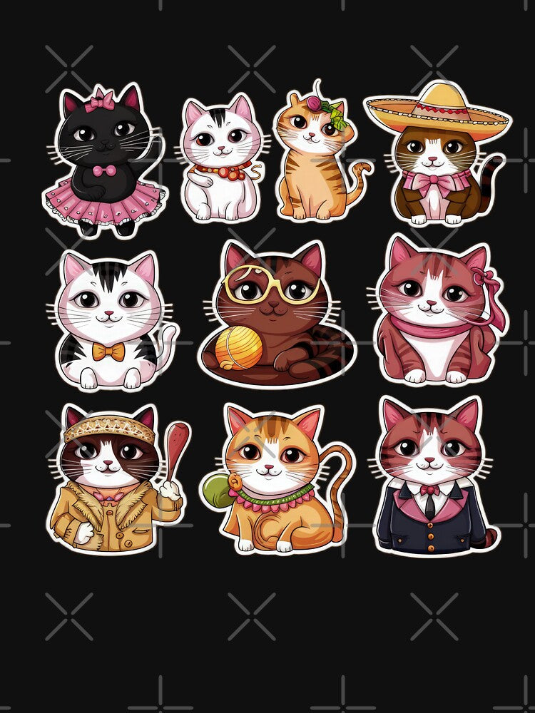 cute funny cat pattern funny cat colorful kittens with colorful costumes,aesthetic cat art,funny cat,Cat Lover,cute cat,cat pattern by Expressions-Sel