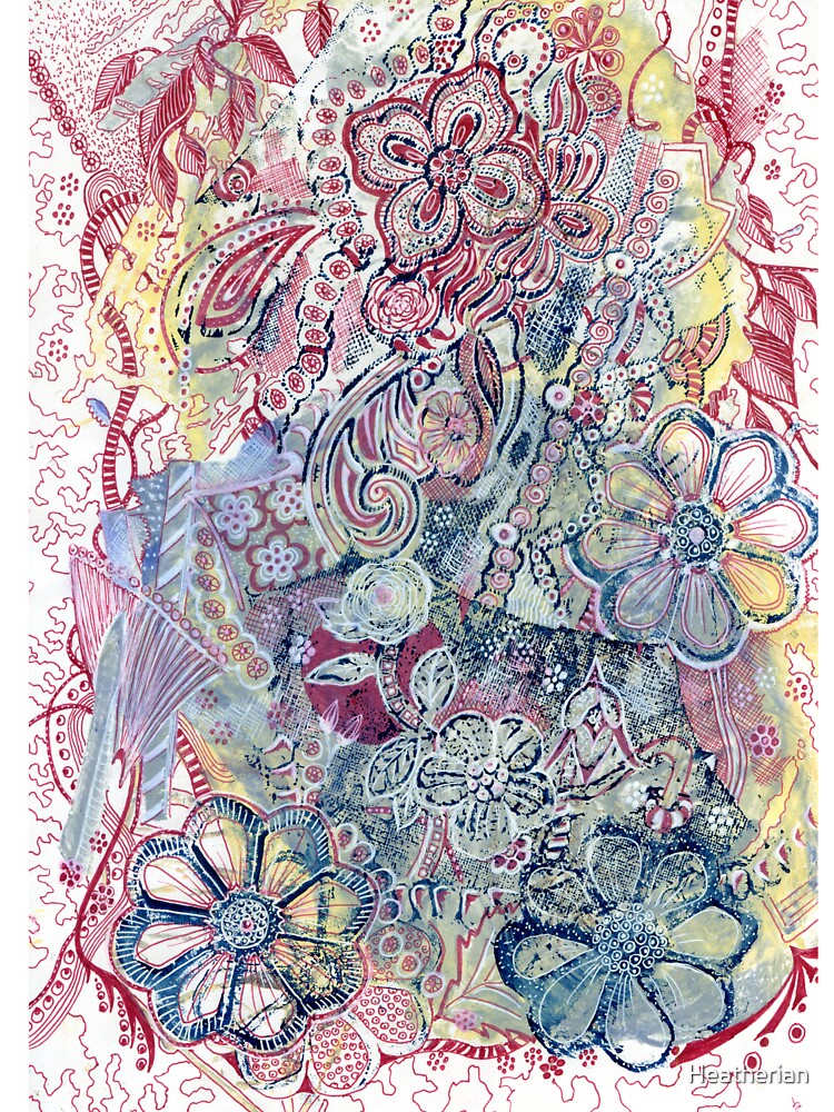 Flowers 22 Aussie Tangled Acrylic Monoprint by Heatherian