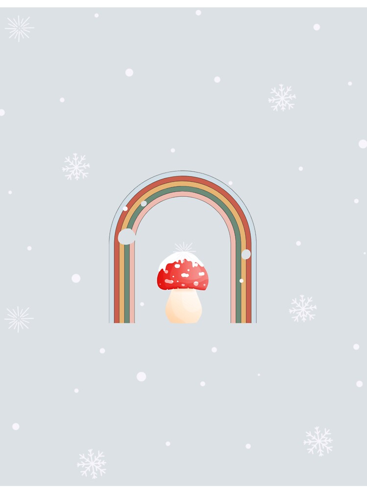 Holiday Rainbow with Toadstool - Mushroom Art by AlteredNature