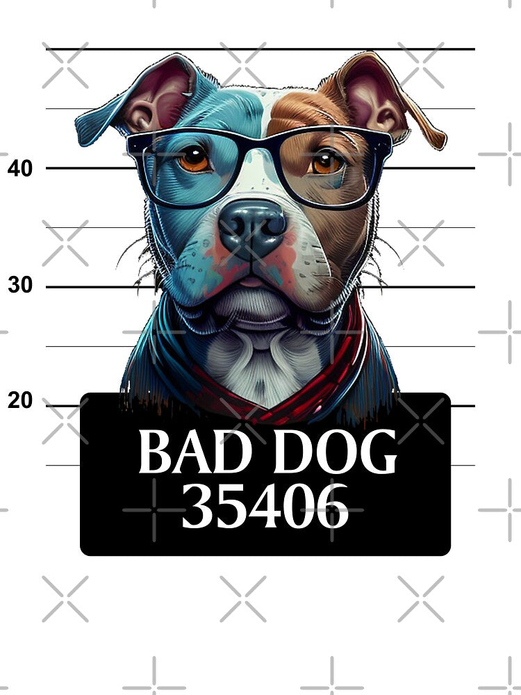 Dog BAD DOG with glasses funny cute decorative pitbull for dog lovers by RSDESIGNSteam