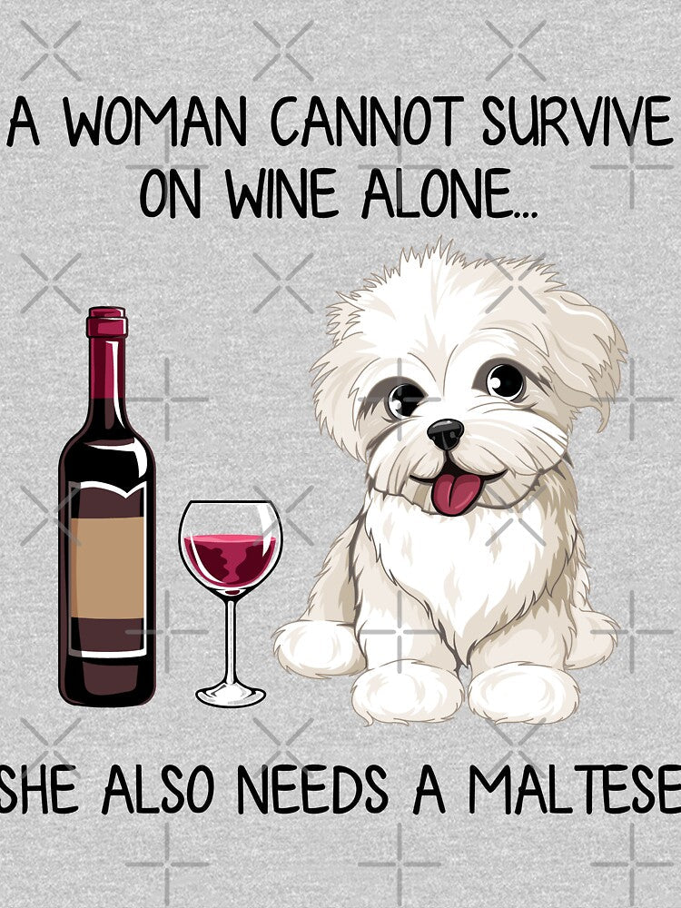 Maltese and wine Funny gift for dog mom by TeeDoozy