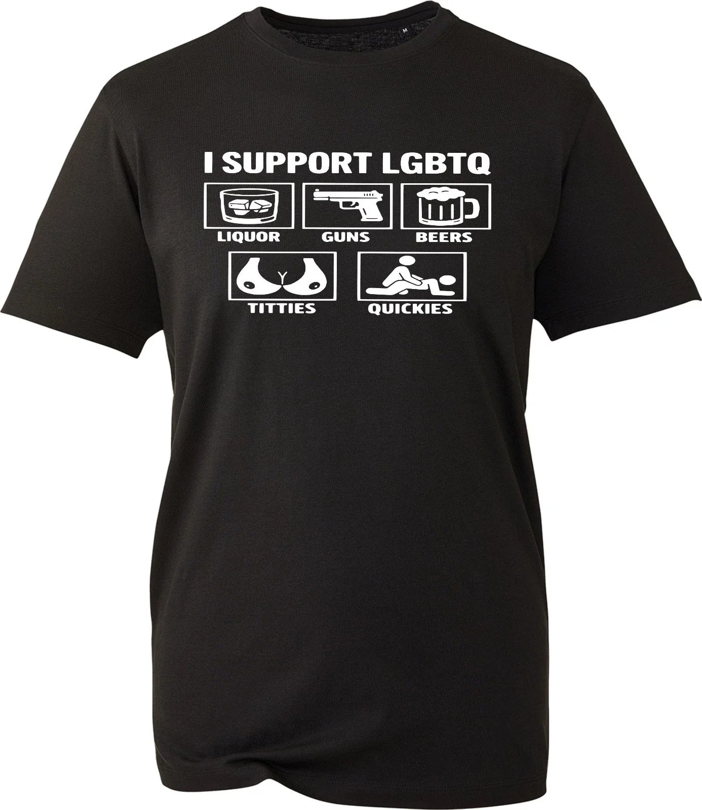 I Support LGBTQ Funny Men Women Sarcastic Joke Slogan Tee Liquor Guns T Shirt