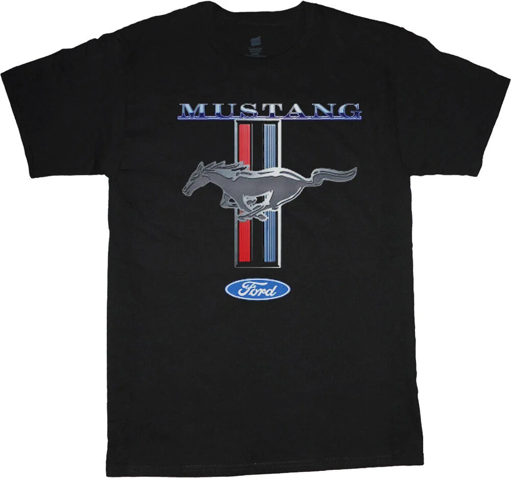Mens T-shirt Ford Mustang Gifts Ford Mens Graphic Tees Mustang Pony Tri-Bar