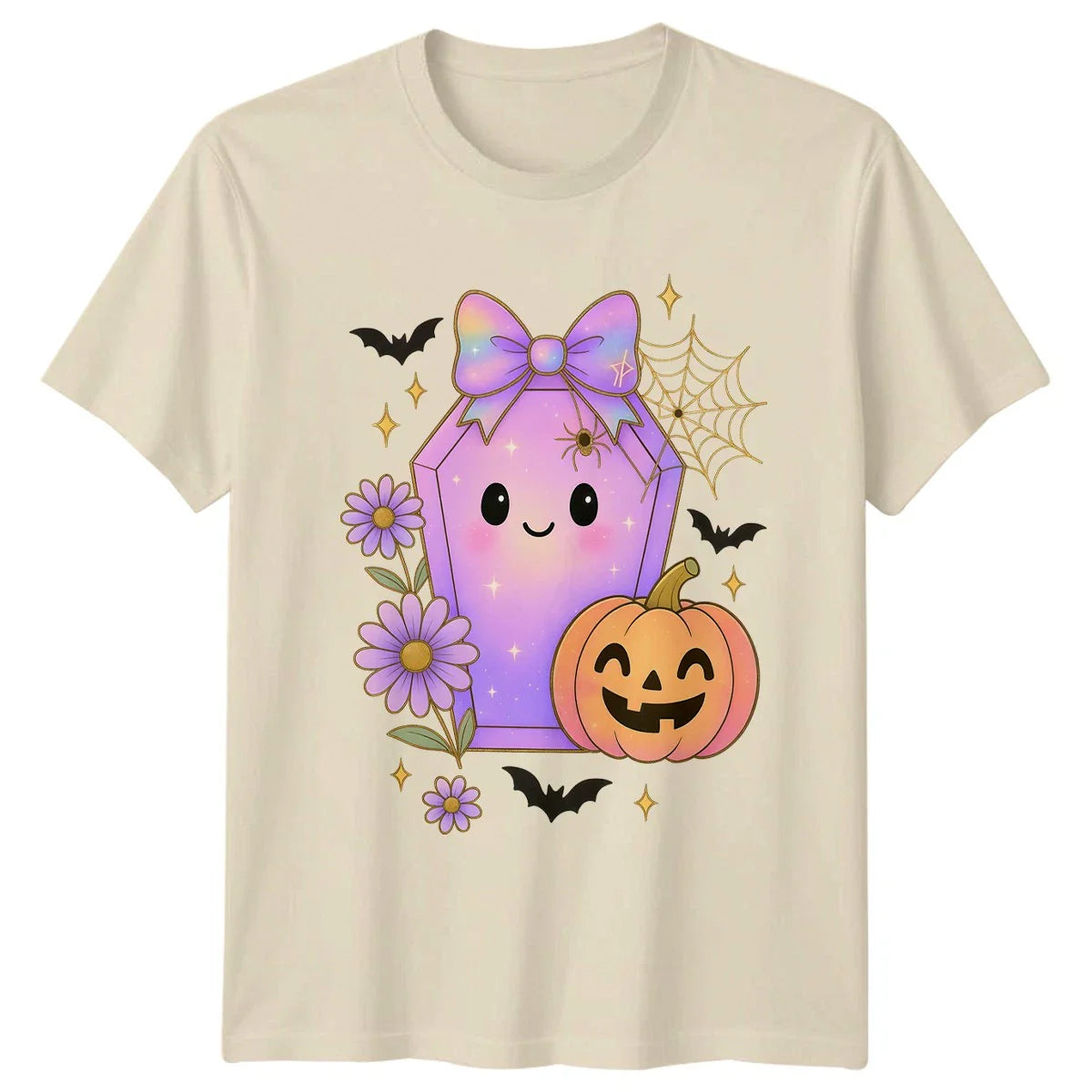 Womens Kawaii Halloween Coffin T-Shirt Pastel Goth Halloween Gift For Her