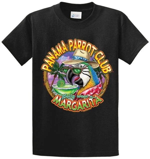 Panama Parrot Club Cotton Printed Tee Shirt Regular and Big and Tall Sizes