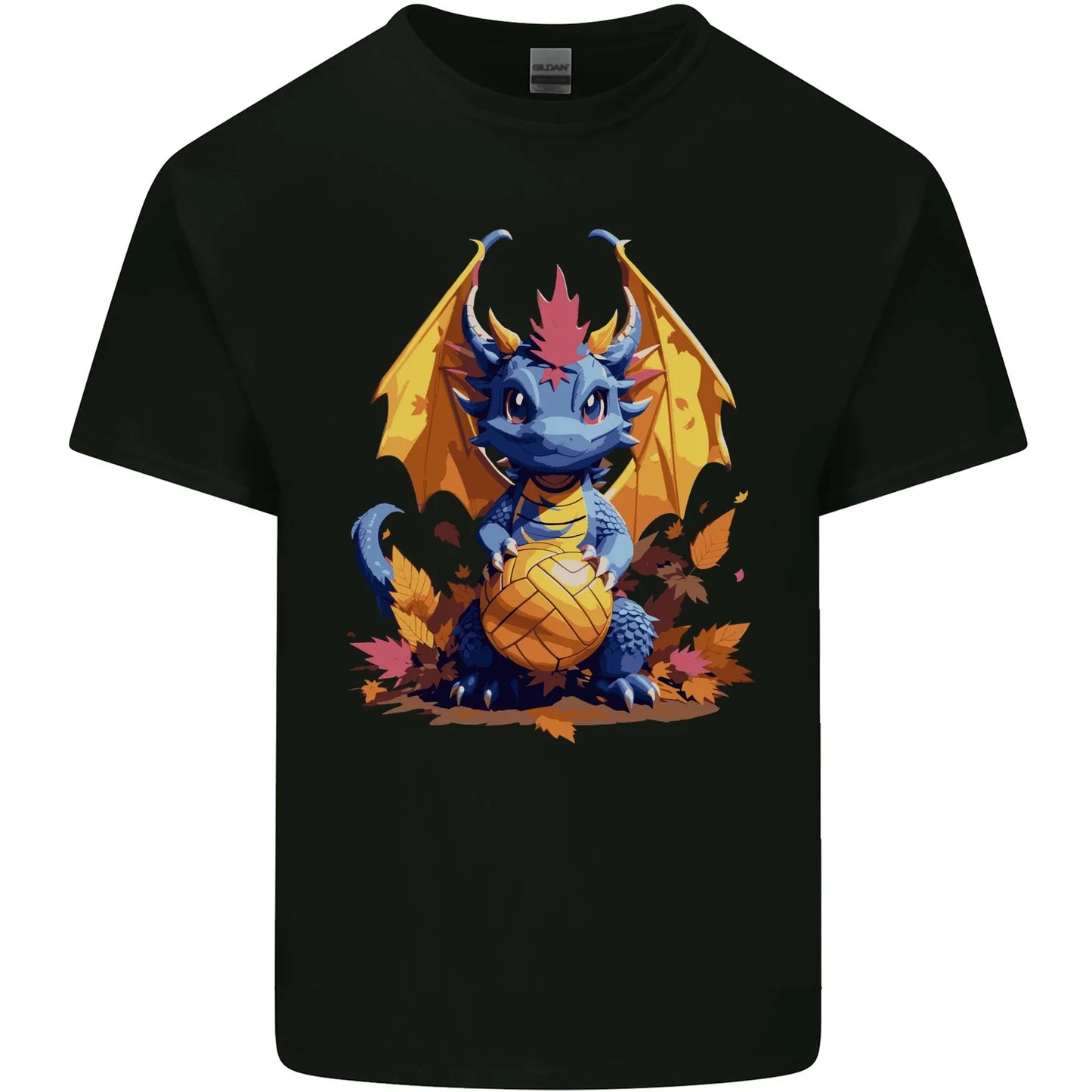 Cute Volleyball Dragon Kawaii Mens Cotton T-Shirt Tee Top