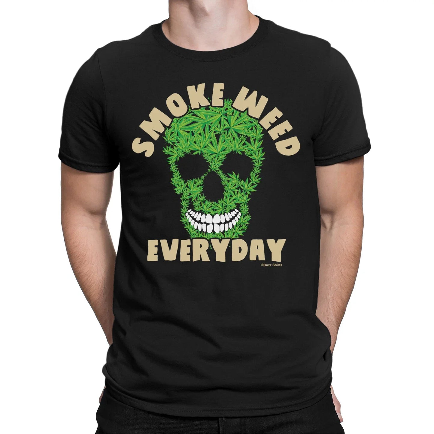 Smoke WEED Everyday Mens T-Shirt Cannabis Skull Marijuana Gift Funny