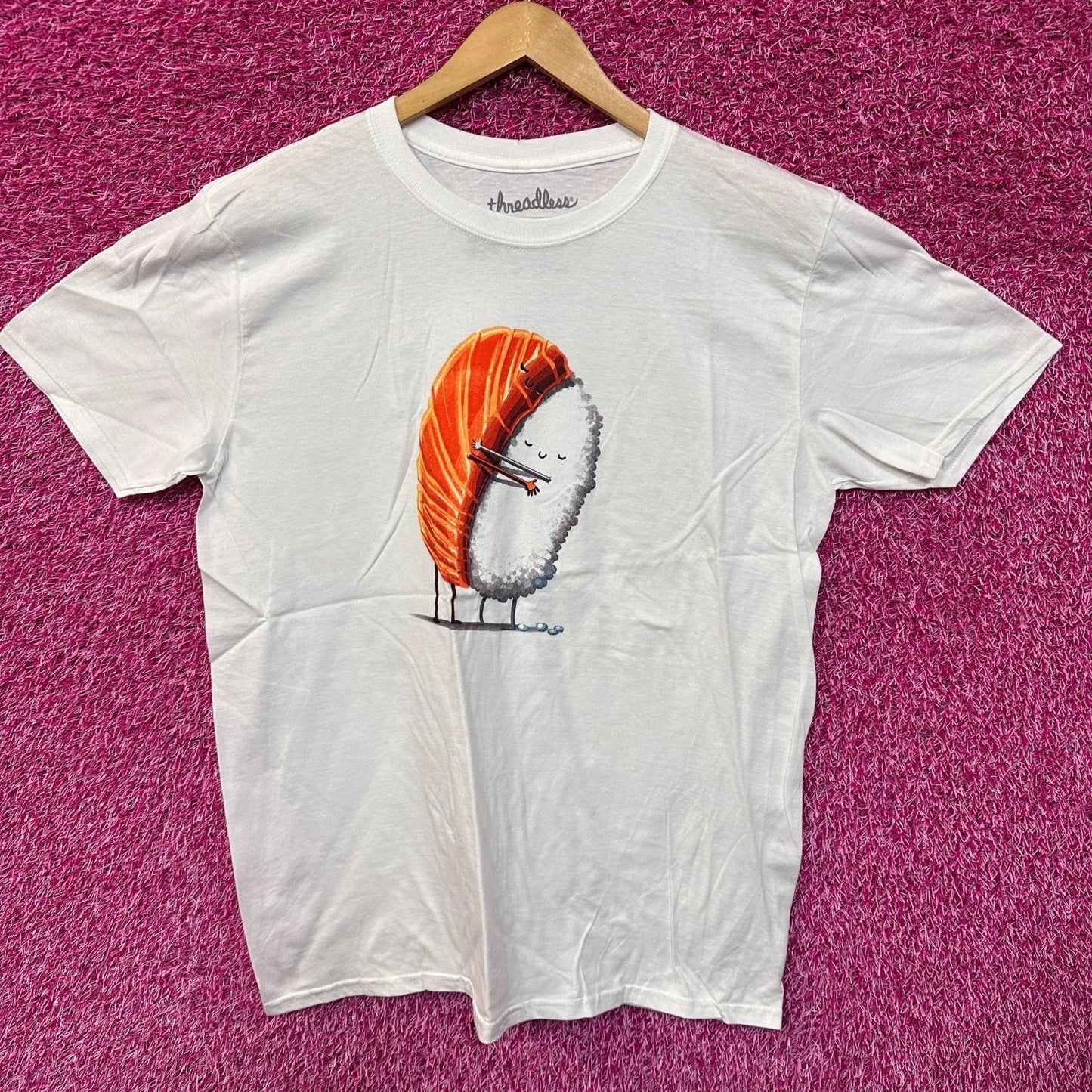 Sushi Hug Salmon & Rice Snuggle Kawaii Art Threadless Tee L