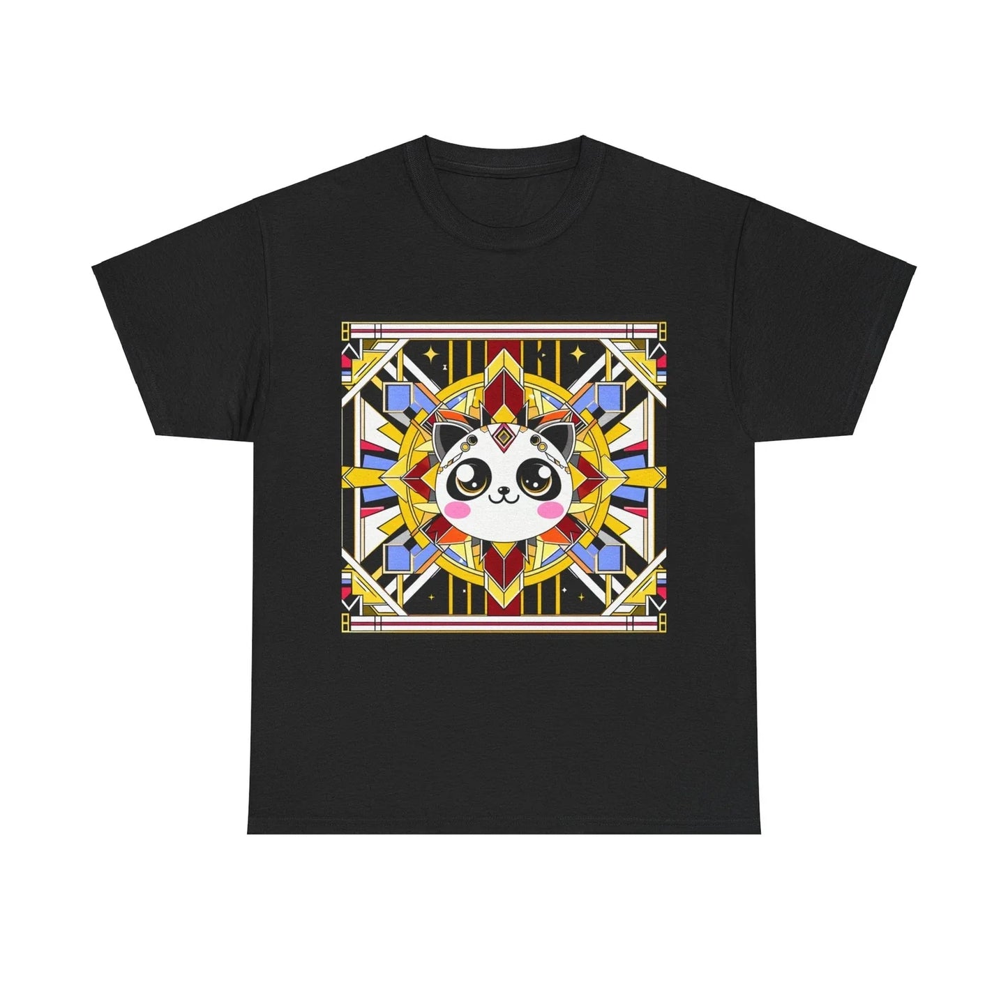 Unisex Adult T Shirt Art Deco Kawaii Cat Geometric Pattern Graphic Tee Cute Fun