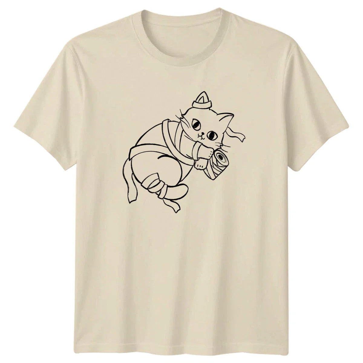 Cute Japanese Style Warrior Cat T-Shirt Japanese Culture Cats Birthday Gift
