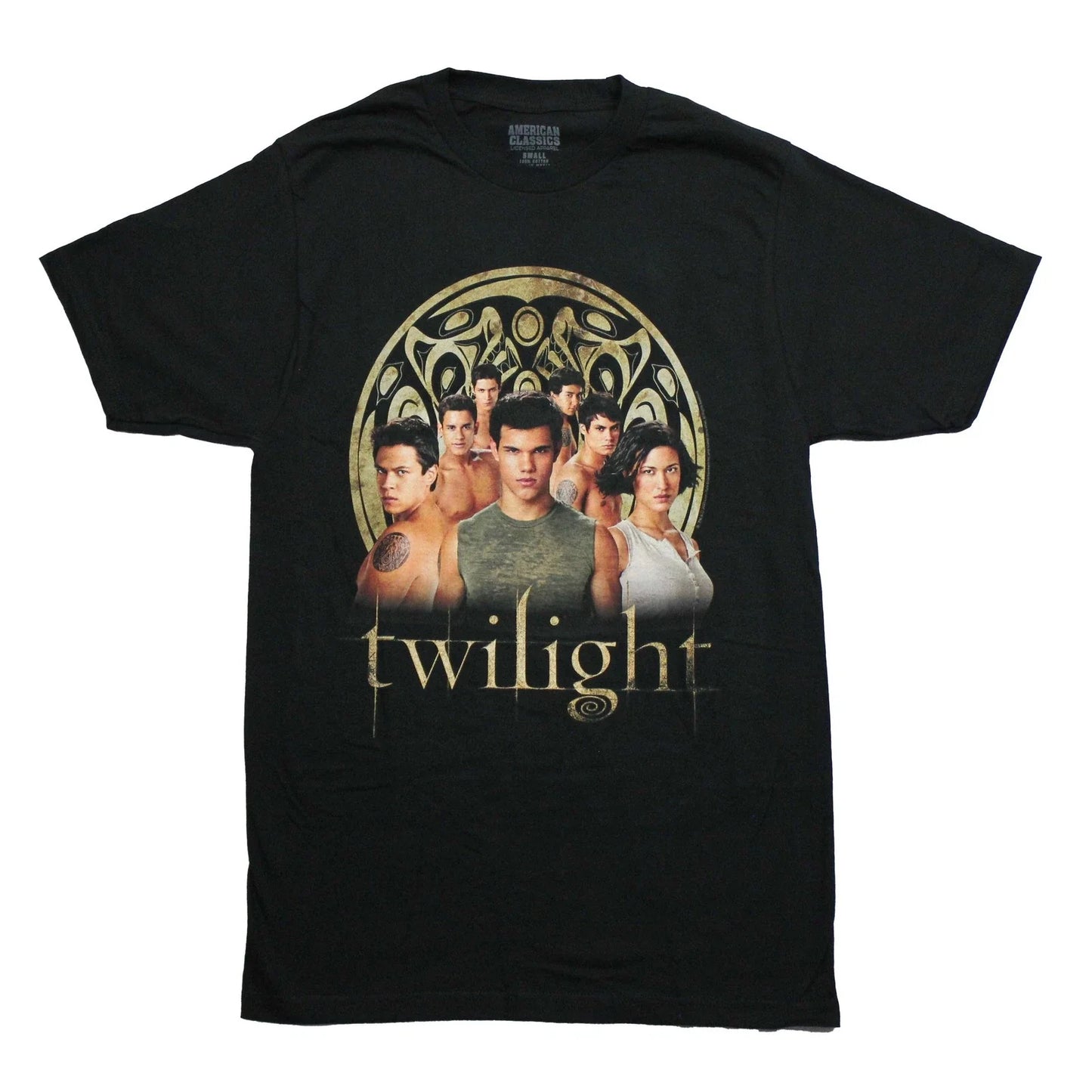Twilight New Adult T-Shirt - Jacob at Center of Quileute Tribe Above Name