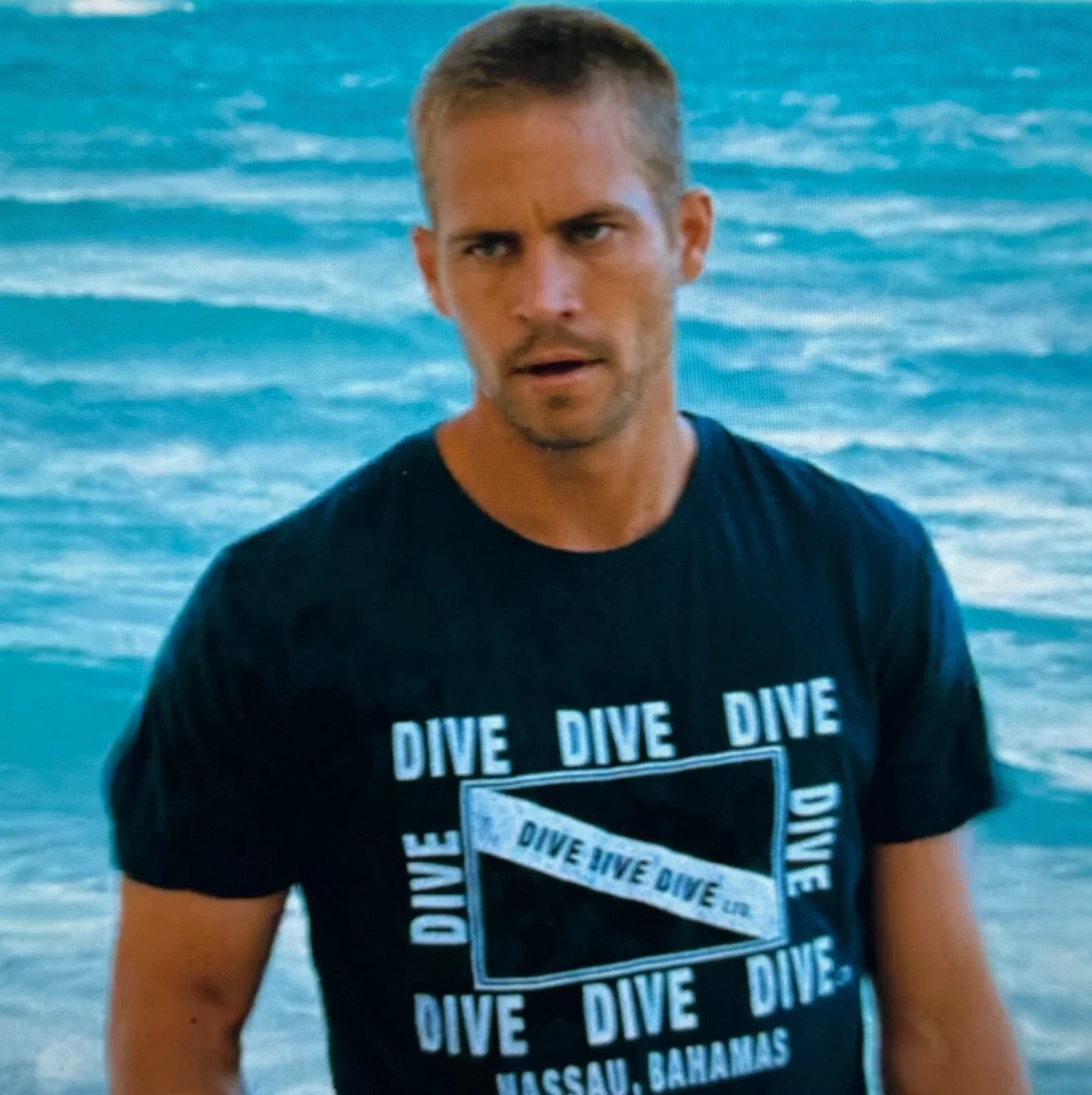 Paul Walker Shirt- DIVE SHIRT BAHAMAS NASSAU - INTO THE BLUE - NAVY BLUE