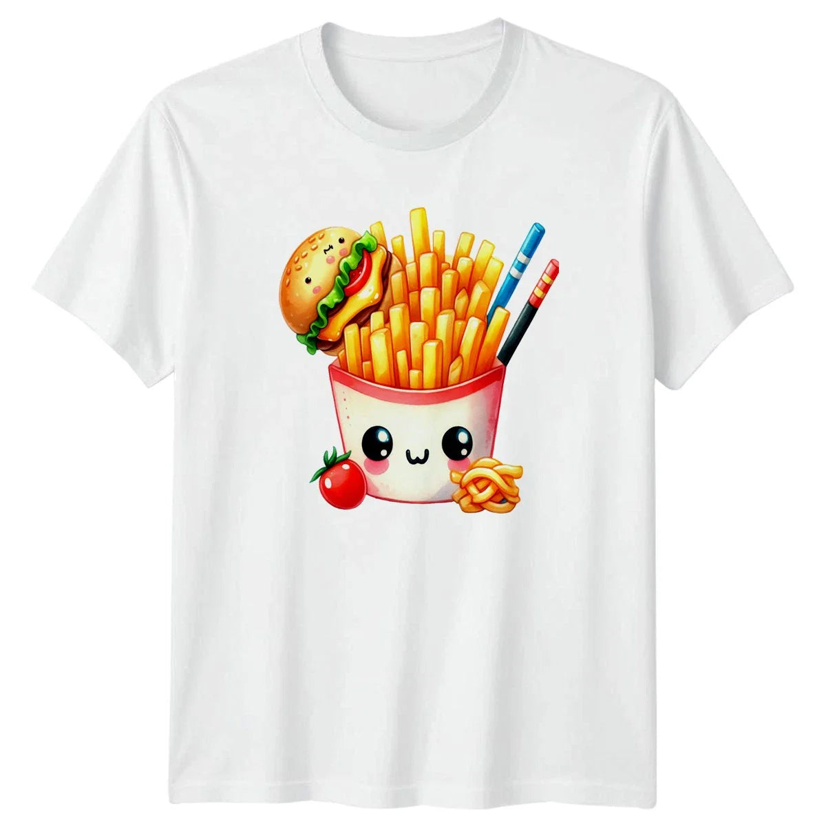 Adorable Kawaii French Fries Burger T-Shirt Kawaii Food Fast Food Birthday Gift