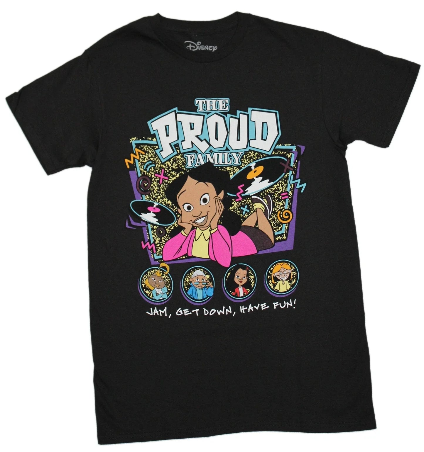 The Proud Family New Adult T-Shirt - Cast Jam, Get Down, Have Fun!