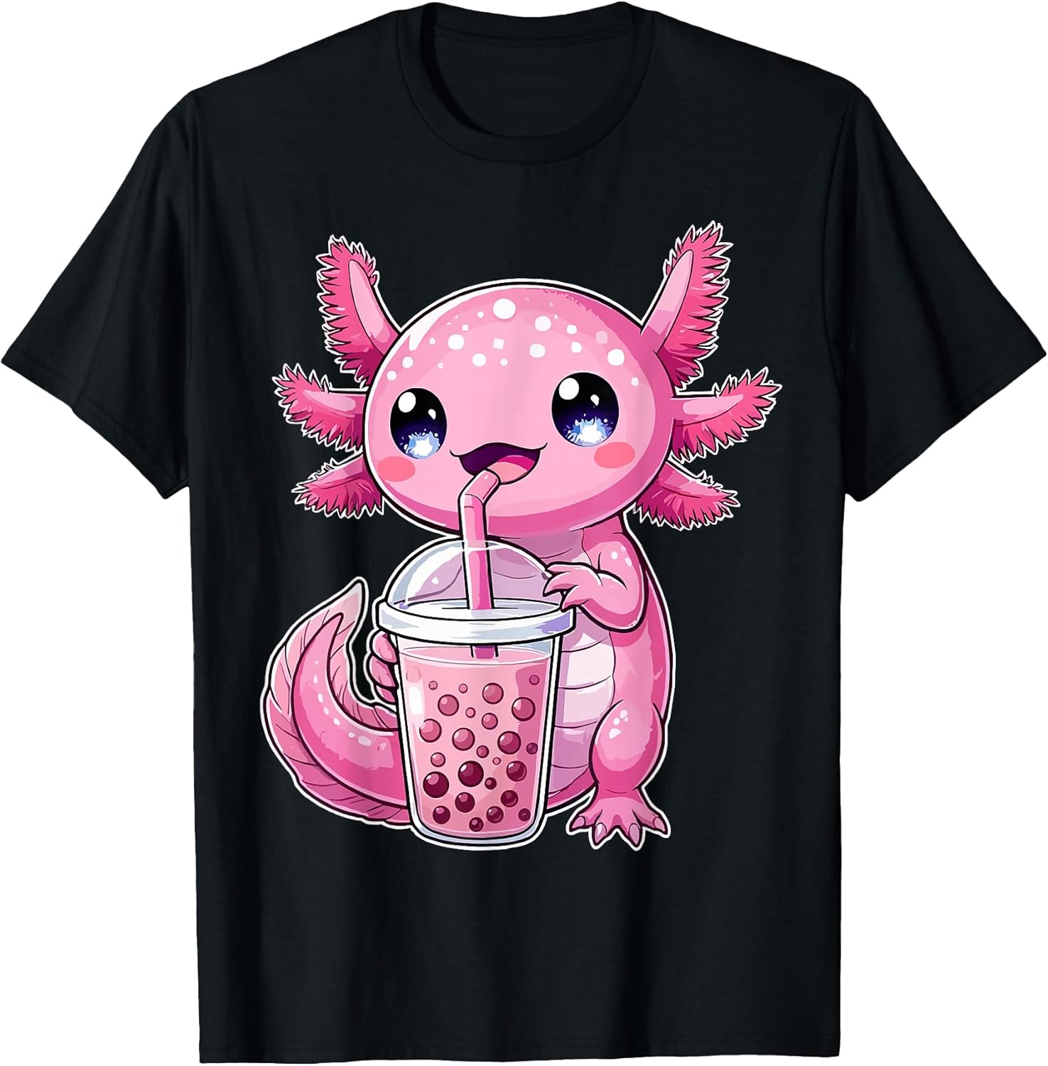 Bobalotl Kawaii Axolotl Drinking Boba Tea