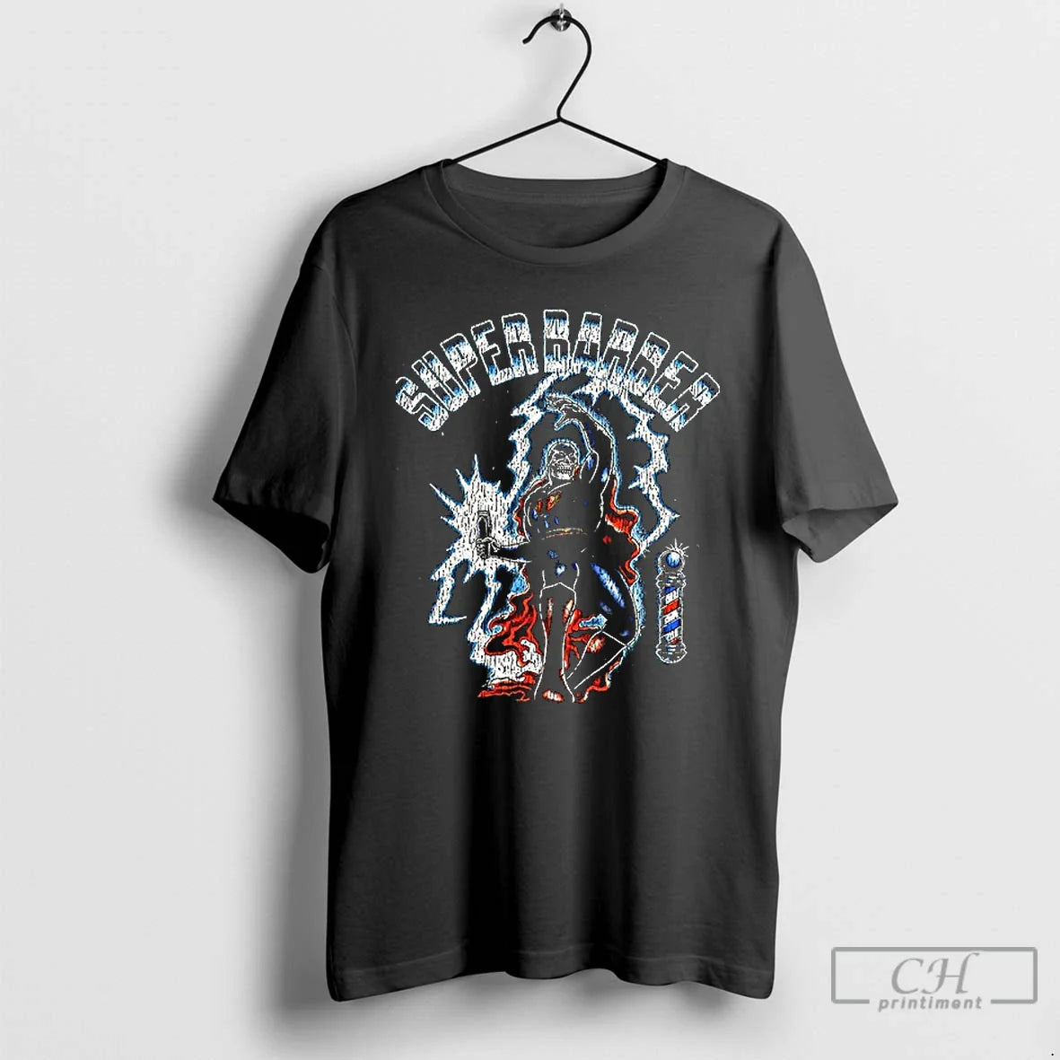 Classic Super Barber Skeleton Superhero Lightning Graphic T Shirs Sweater