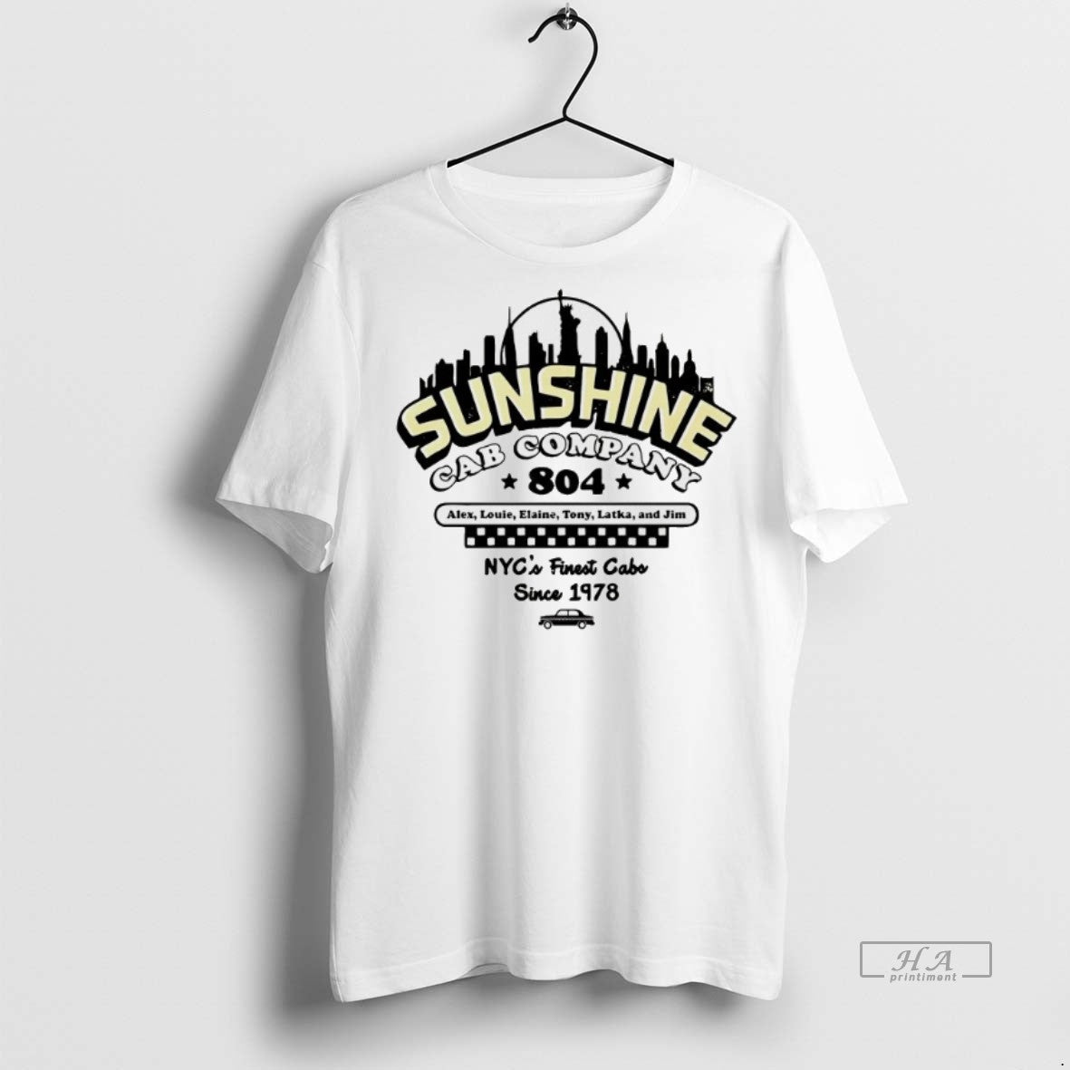 Official Trendy Sunshine Cab Company 804 New York City Skyline Vintage Tee Sweater