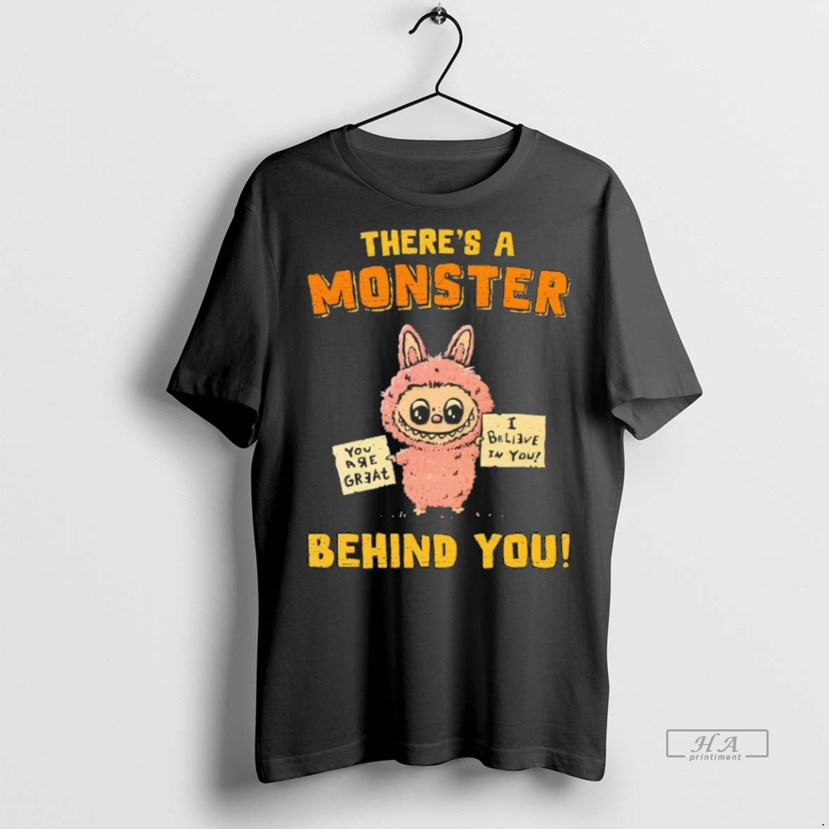 Official Trendy Theres A Monster Behind You Labubu Blackshirt Tee Sweater