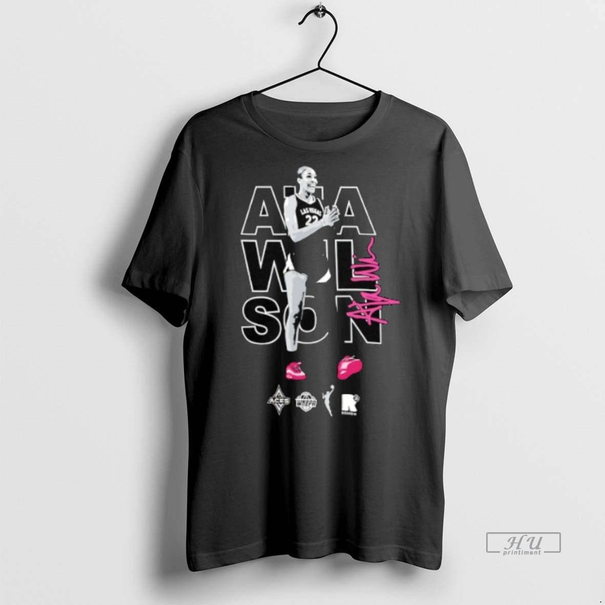 Officials Aja Wilson Las Vegas Aces Basketball Wnba 2025 Signature Tee Shirt Sweater