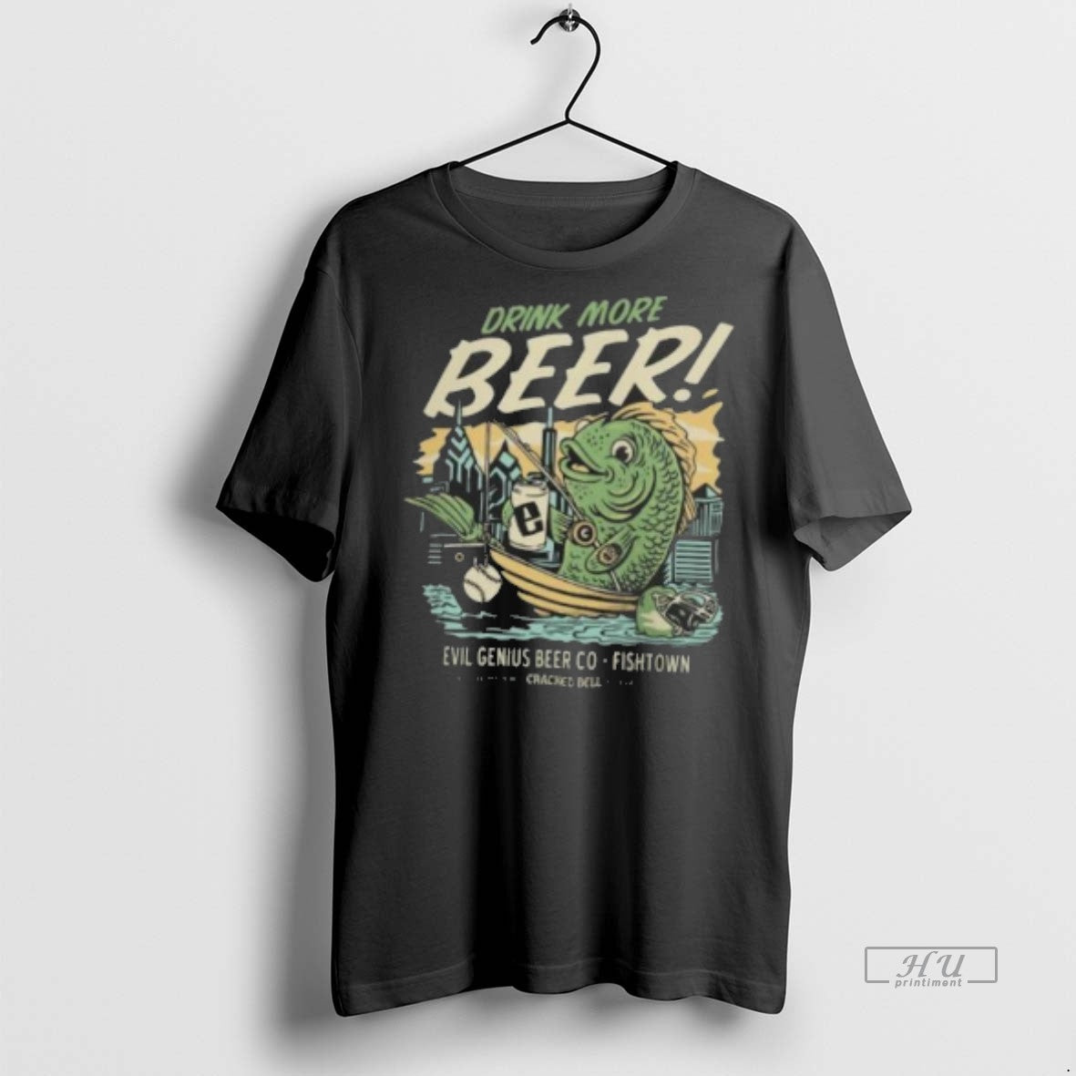Officials Cracked Bell X Evil Genius Drink More Beer Fishing Tee Shirt Sweater