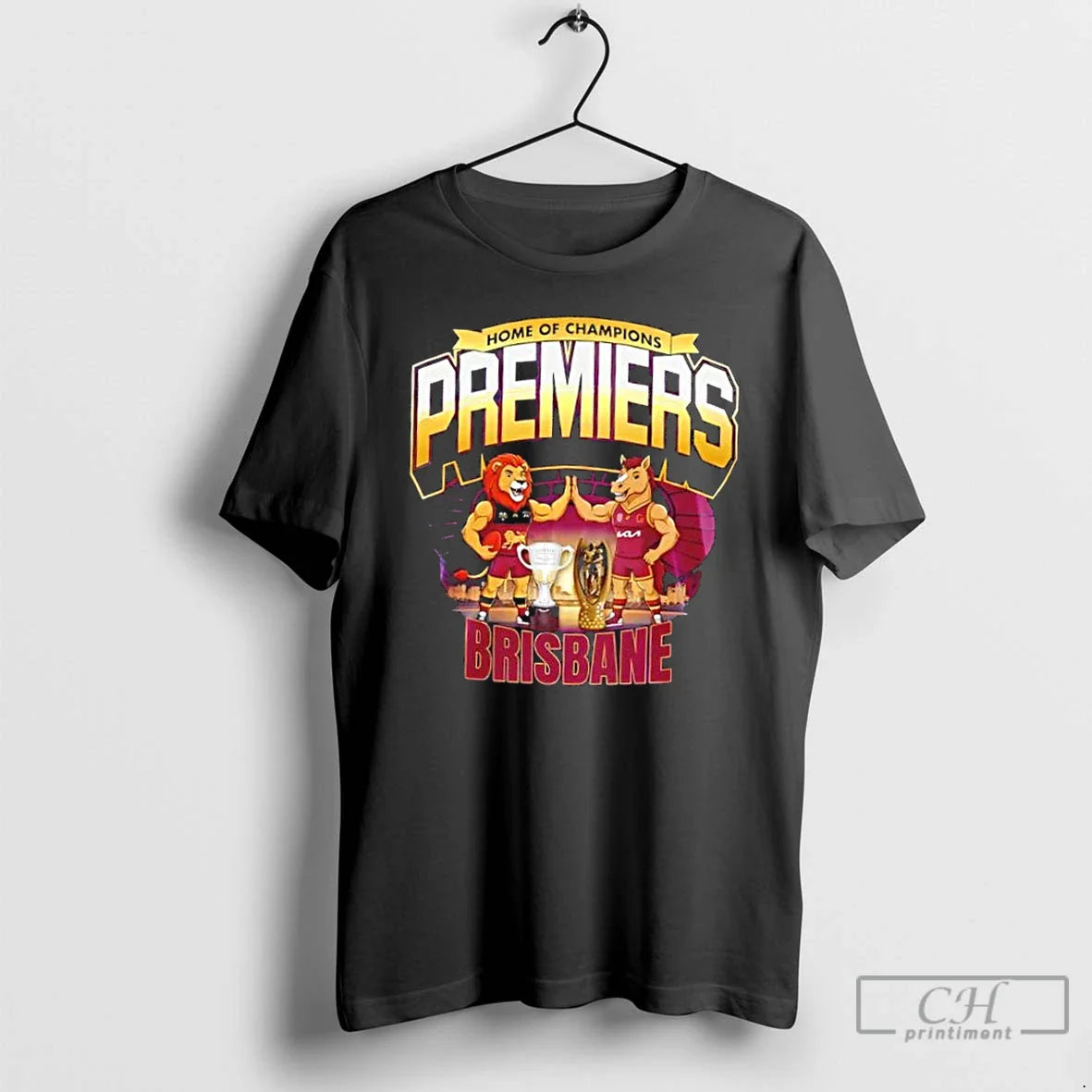 Premium Home Of Champions Premiers Brisbane Lions X Brisbane Broncos 2 Sided T Shirts