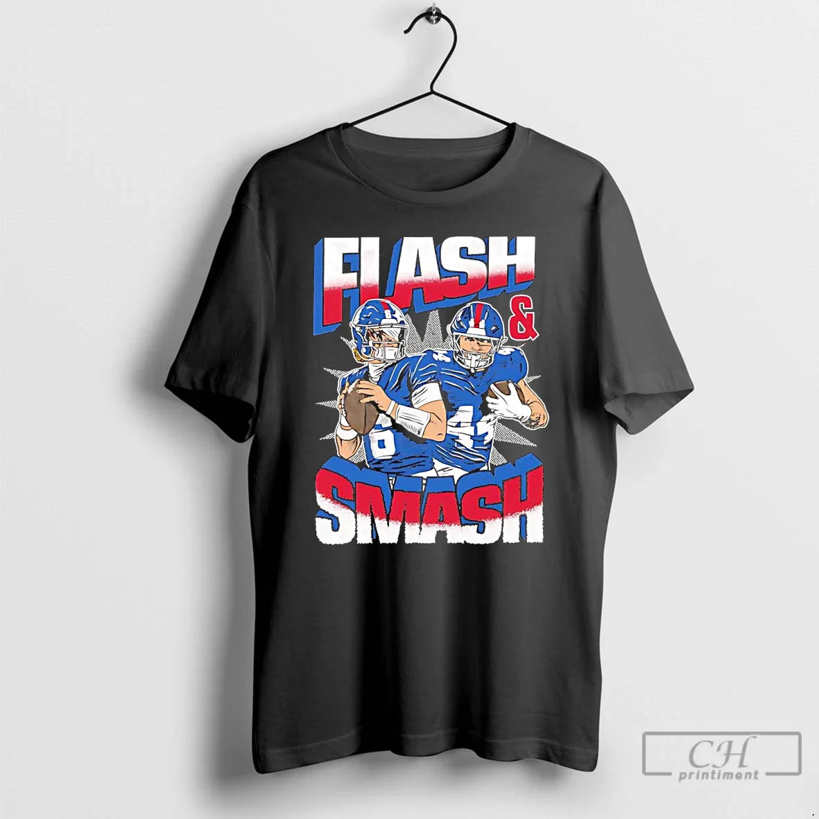 Premium Jaxson Dart And Cam Skattebo Flash And Smash New York Giants T Shirts