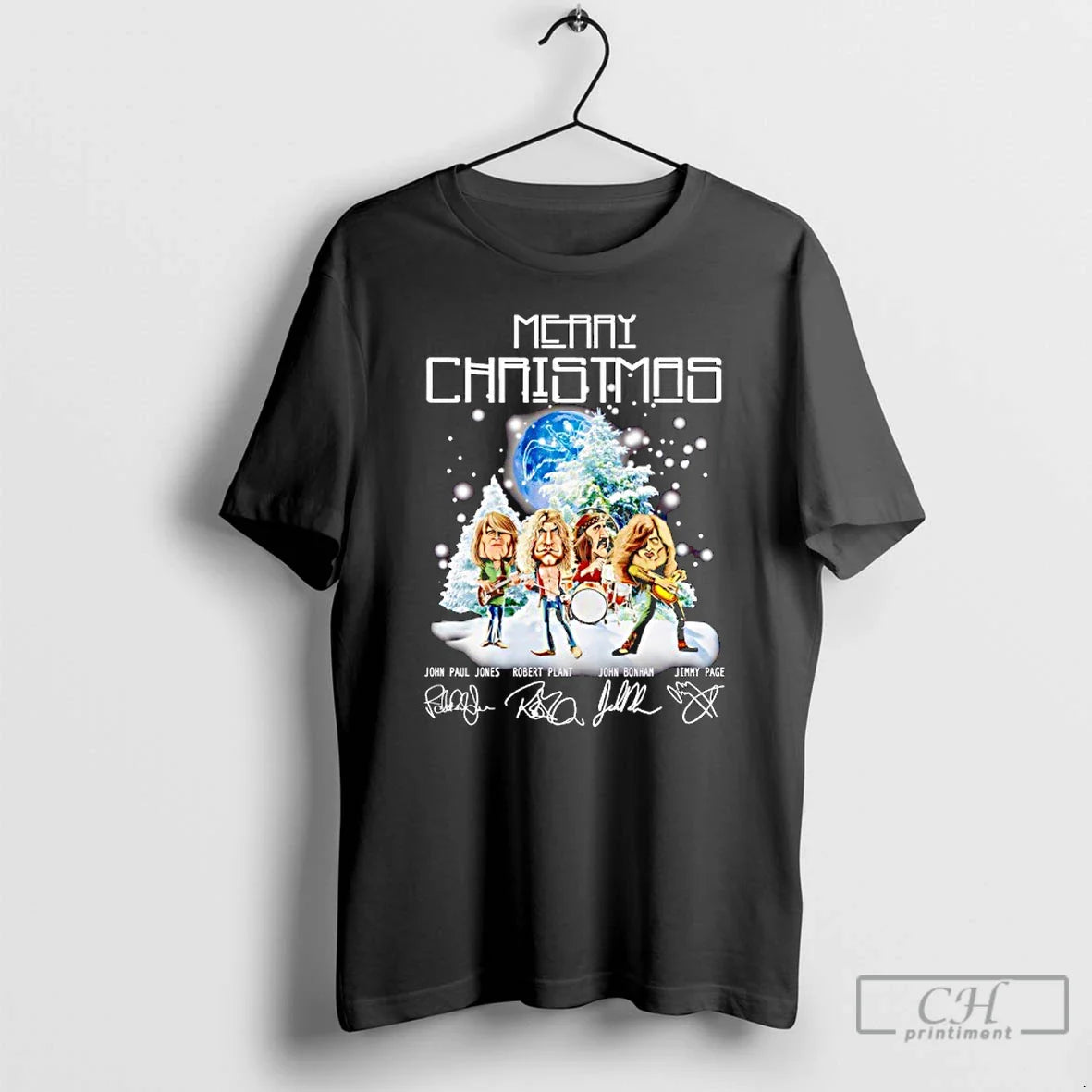 Premium Merry Christmas Led Zeppelin Band Members Signature T Shirts