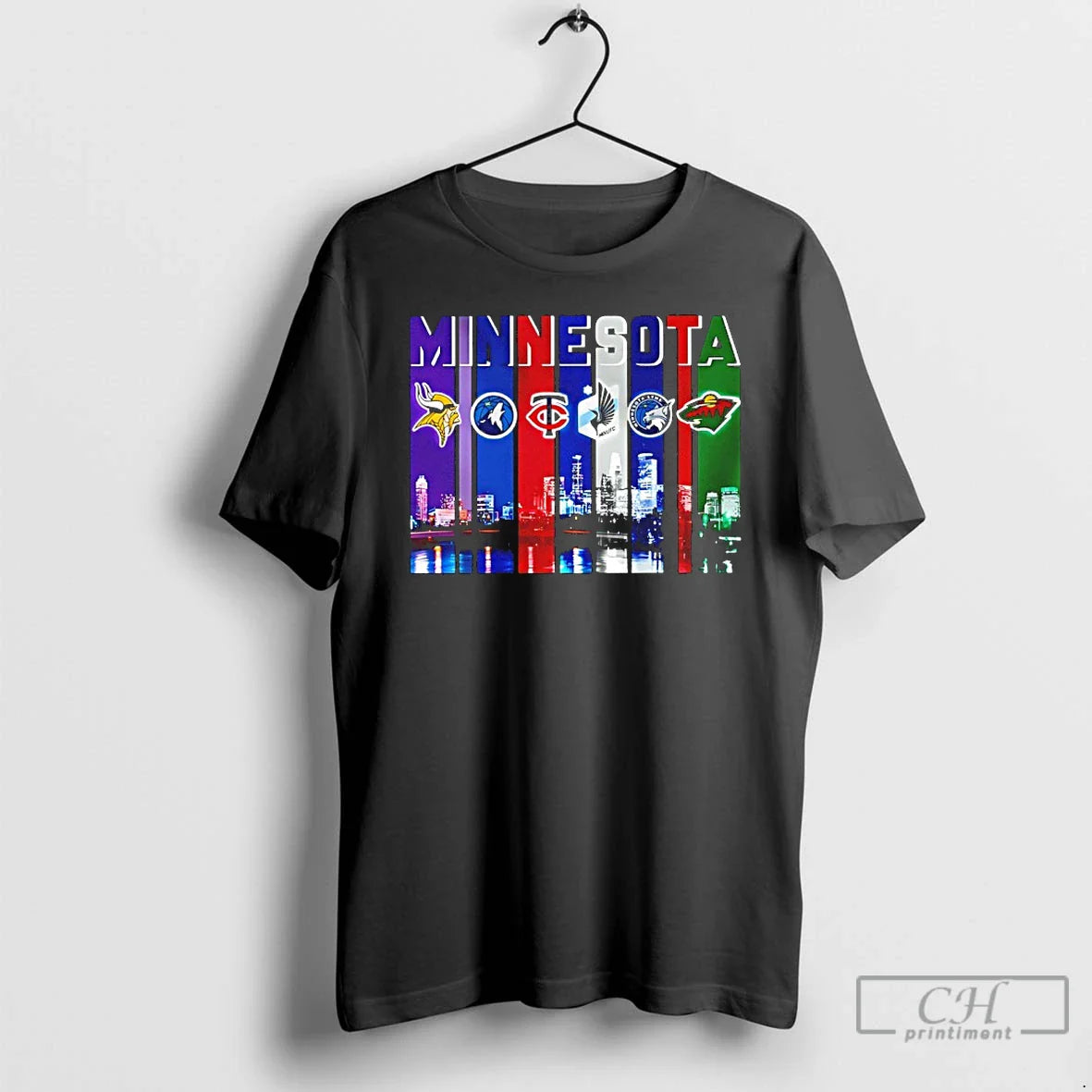 Premium Sports In Minnesota City Skyline T Shirts