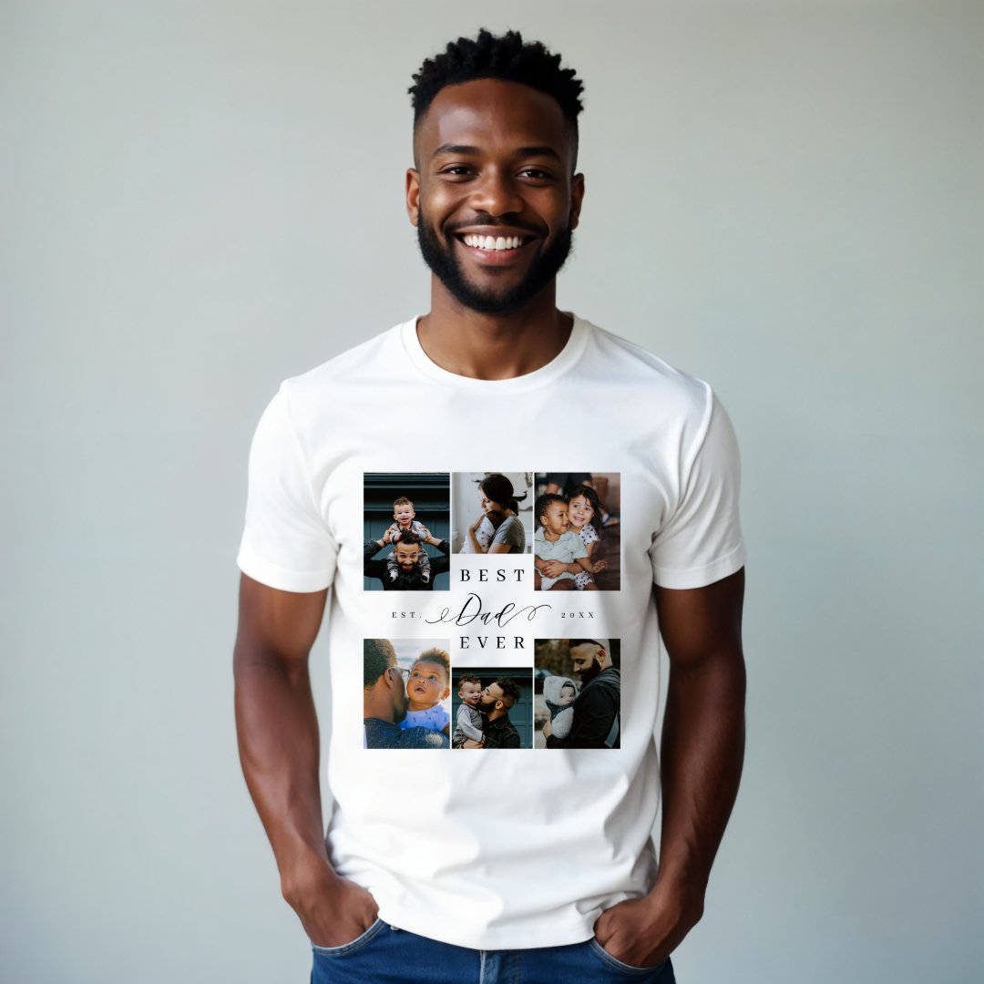Best Dad Ever Father's Day 6 Photo Collage Tri-Blend