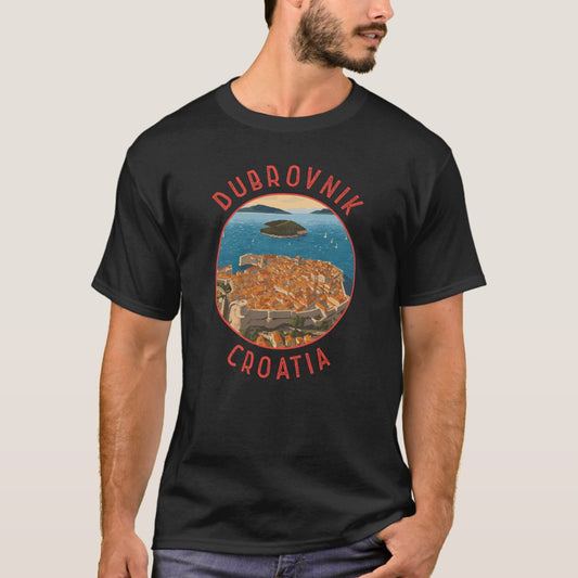 Dubrovnik Croatia Retro Distressed Circle