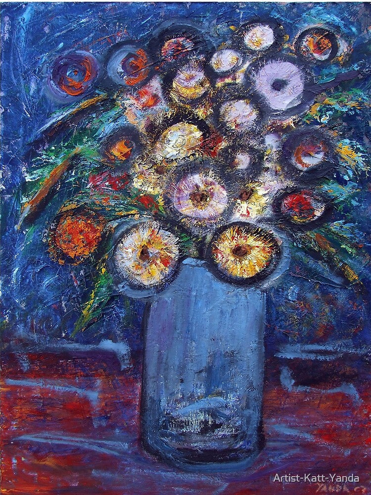 Glowing Resilience of Circular Blooms Artwork by Katt Yanda by Artist-Katt-Yanda
