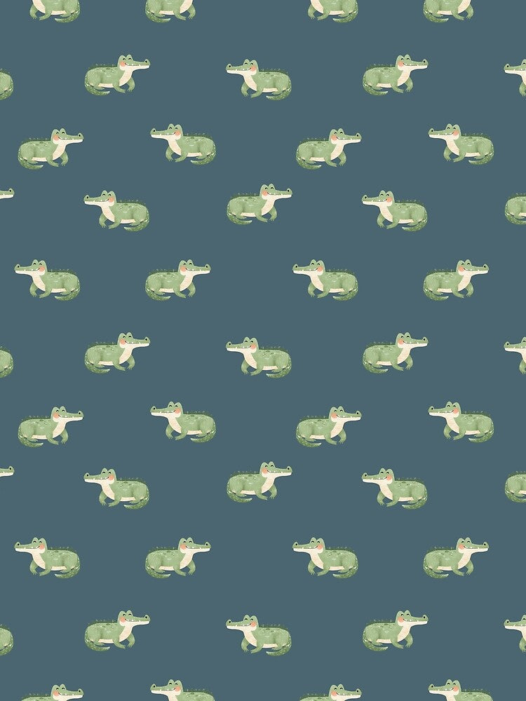 Watercolor Crocodiles on Gray-Blue by KSimpson838