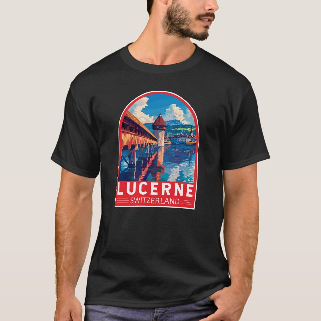 Lucerne Switzerland Travel Art Vintage