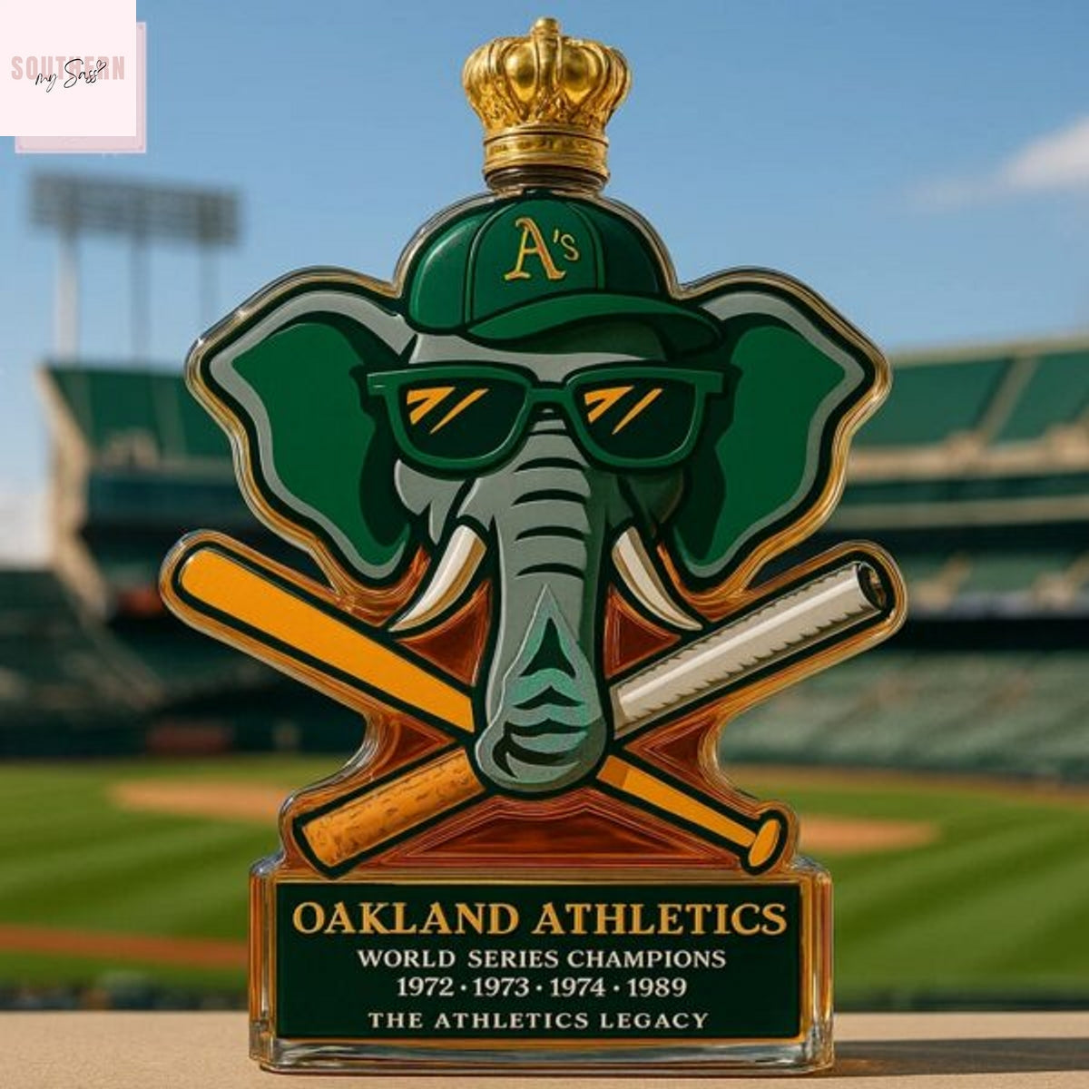 Oakland Athletics World Series Champions Whiskey Bottle