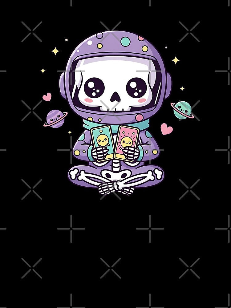 Cute Skeleton Reading Tarot in Space by Pluto ⭐️