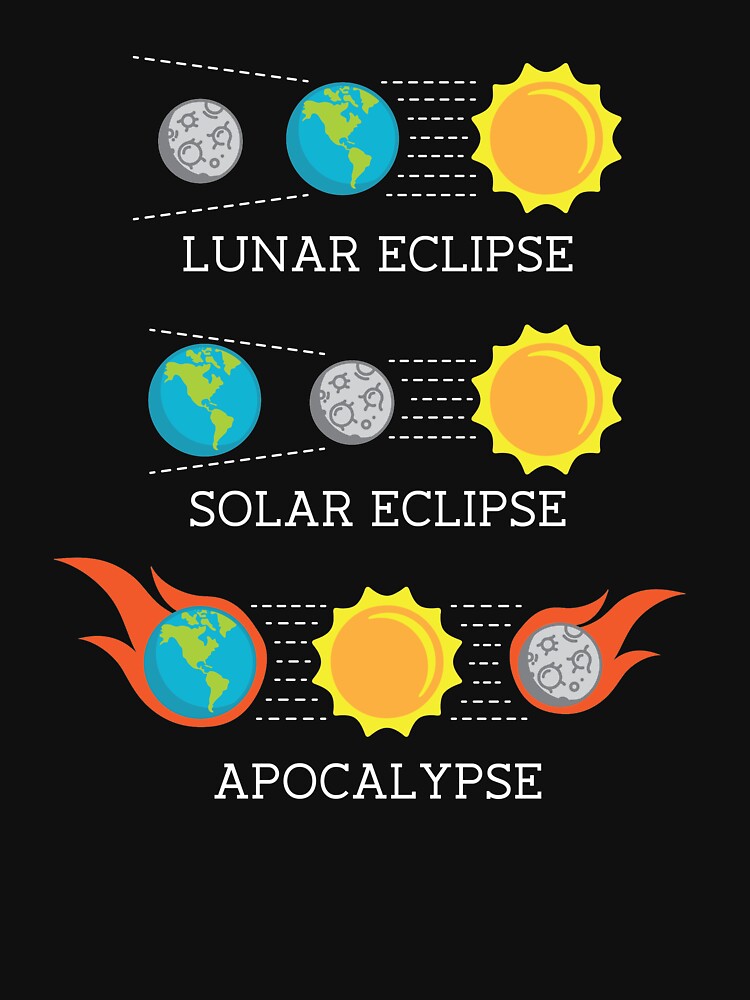 Solar Eclipse Lunar Eclipse Apocalypse Funny Joke by taraJcreative