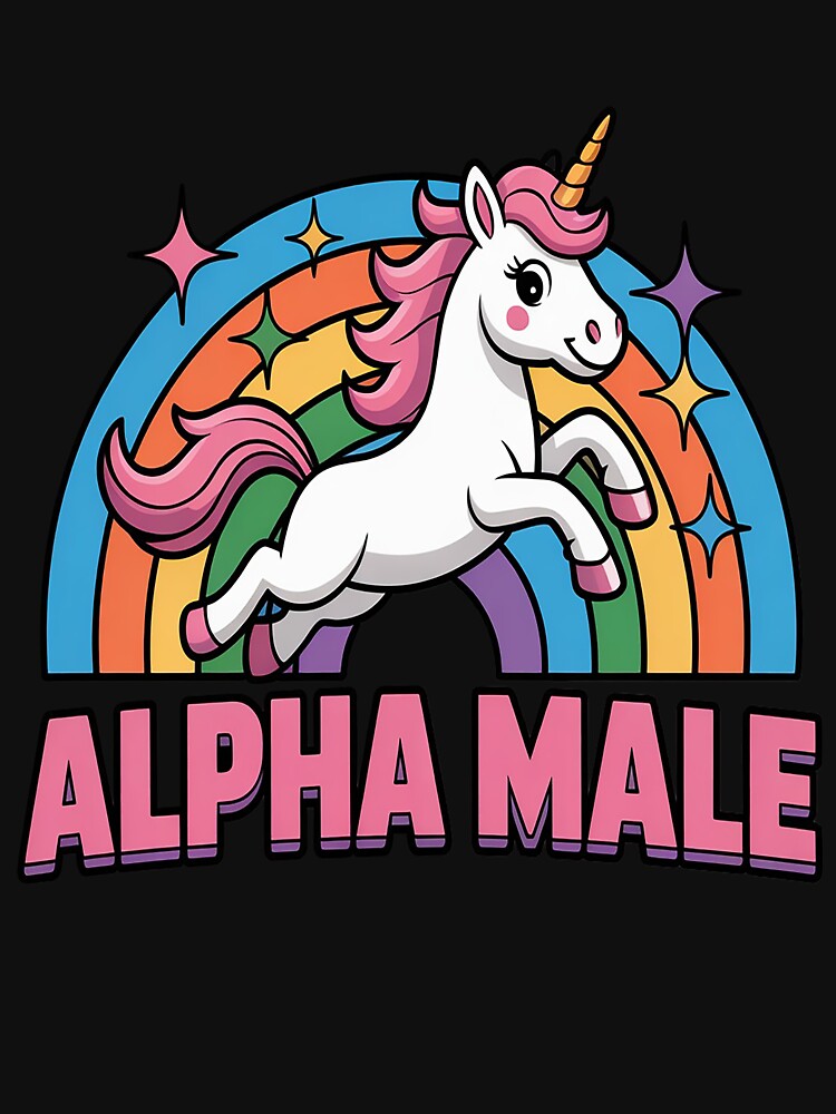 Alpha Male Unicorn Sarcastic Ironic Weird Y2K Humor by orlodrake