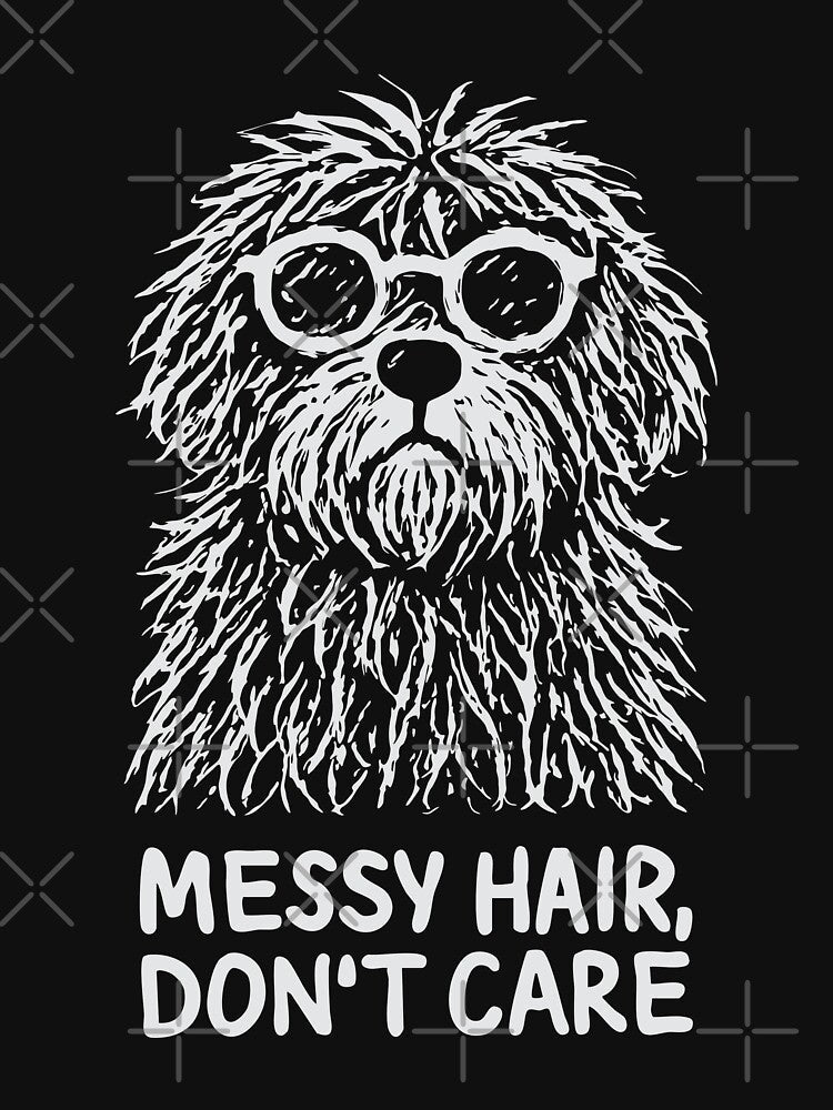 Messy Hair Don’t Care Dog – Funny Scruffy Dog Sketch Illustration | Dog Lover Gift by station-one